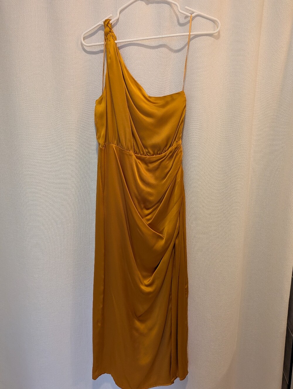Anthropologie Dress Size 2 Copper On Shoulder Silk Midi Dress Size 4
